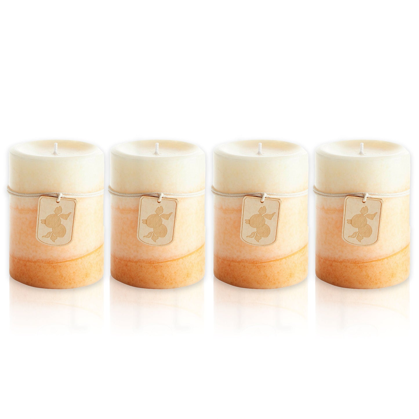 Pier 1 Ginger Peach 3x4 Layered Set of 4 Pillar Candles
