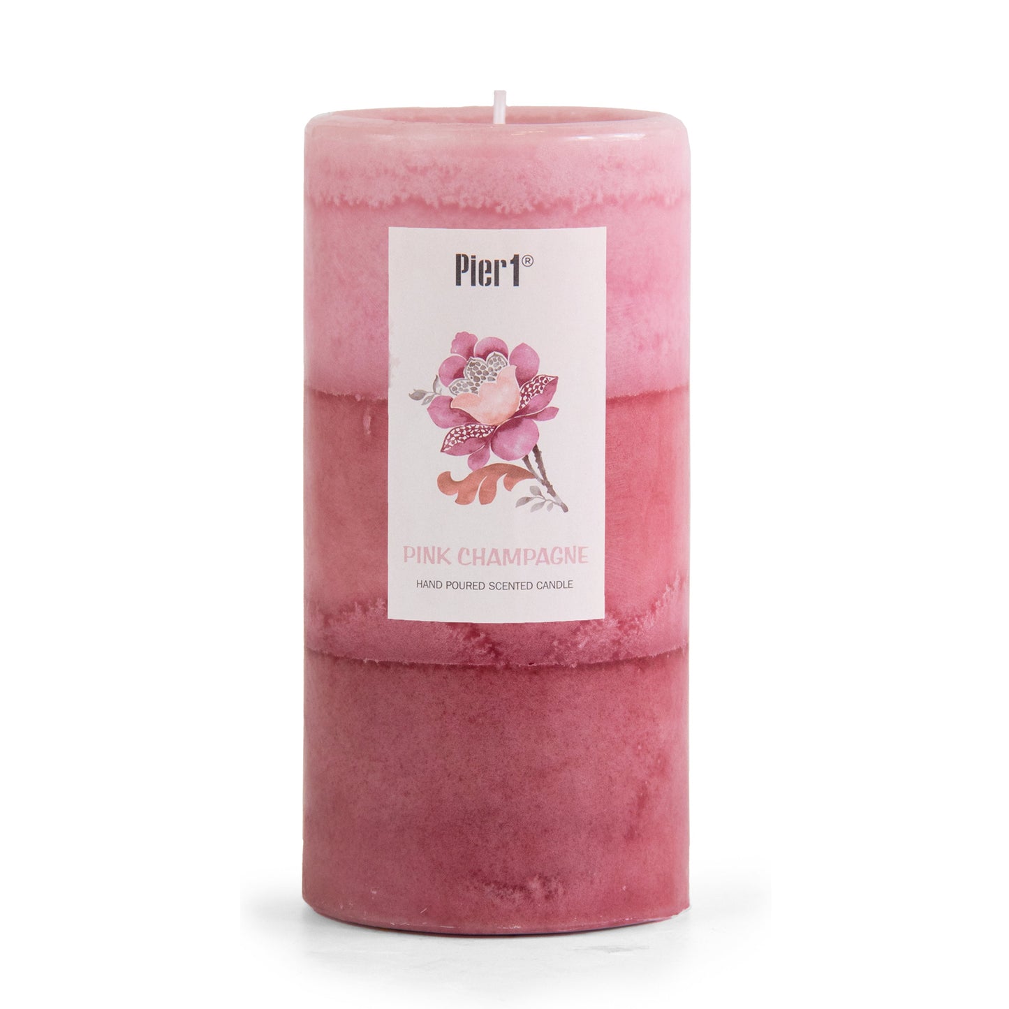 Pier 1 Pink Champagne 3x6 Layered Pillar Candle