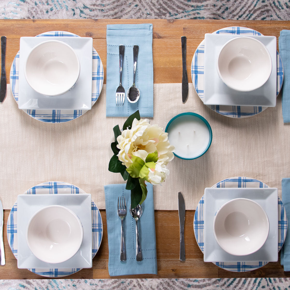 Pier 1 Country Blue Plaid Set of 4 Salad Plates Elisa s Shop